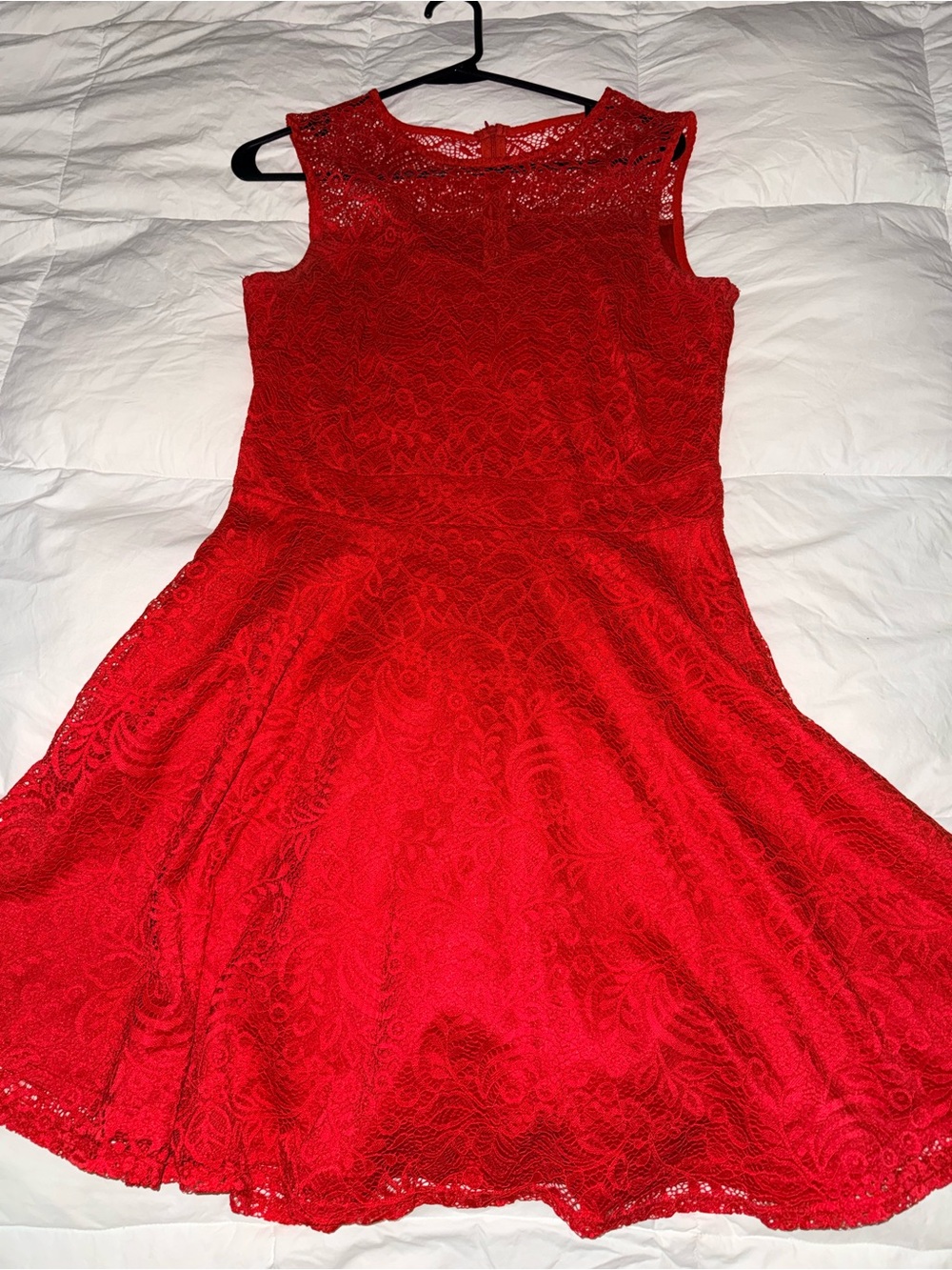 Red Lace Fit-and-Flare Dress